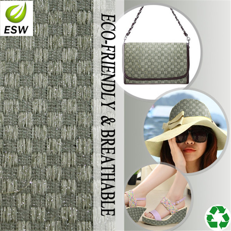 厂家加工批发装饰编织工艺草编布料 仿PU编织面料 适用鞋材箱包