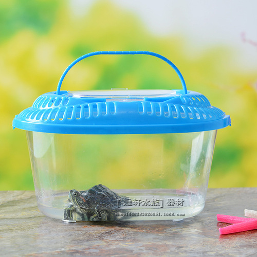 Transparent plastic turtle box pet cage breeding cage small ecological goldfish tank transport box full carton