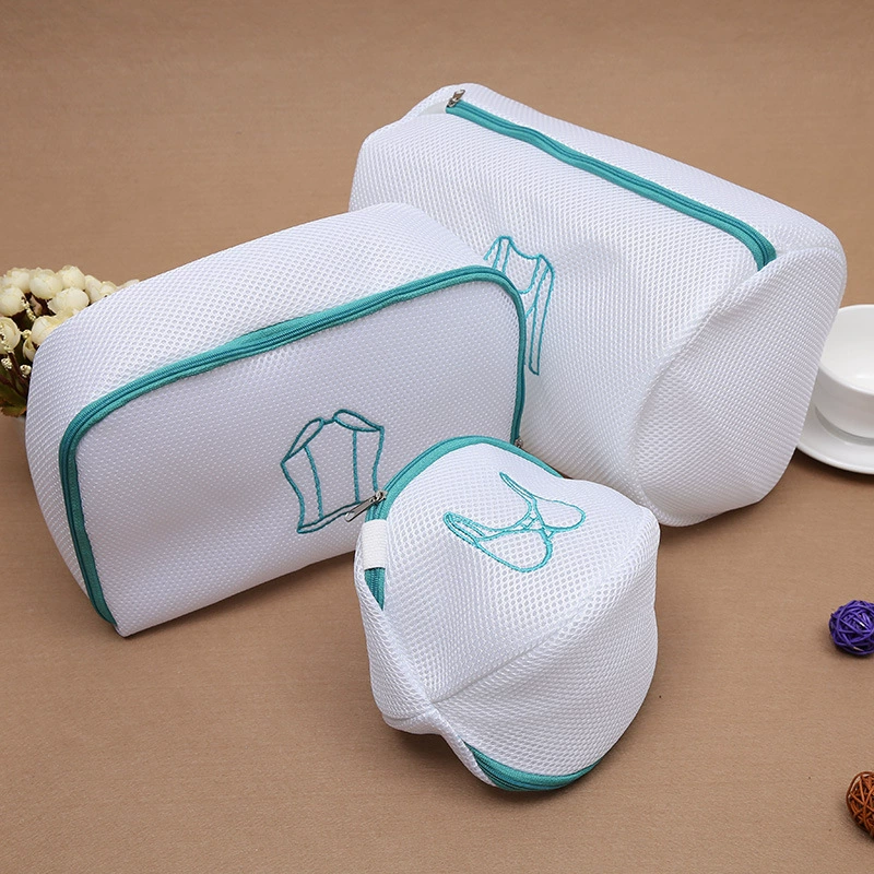 Laundry bag thickened three-piece set embroidered mesh fabric polyester sandwich fabric 220g