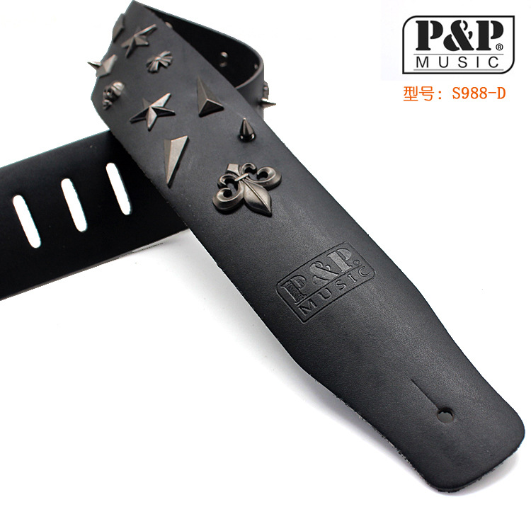 Correa de la guitarra de cuero guitarra eléctrica ancho de banda correa de hombro correa de Bajo correa de guitarra al por mayor