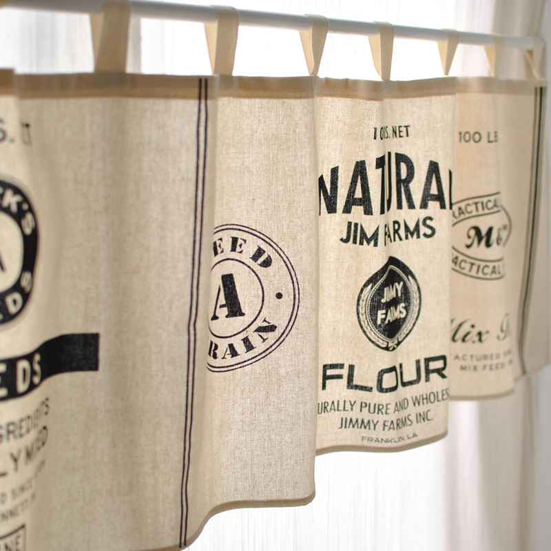 Casual Black and White Style English Scandinavian Ins Kitchen Half Curtain Pattern Room Soft Cloth Door Curtain Curtain Factory Direct Sale