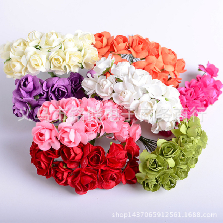 Fábrica directa simulación pequeña flor de papel al por mayor cabeza de flor 2cm simulación papel flor Mini caja de caramelo flor de ciruelo al por mayor