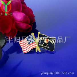 厂家专业制作外贸国旗徽章美国小旗帜胸针五角星烤漆胸牌纪念