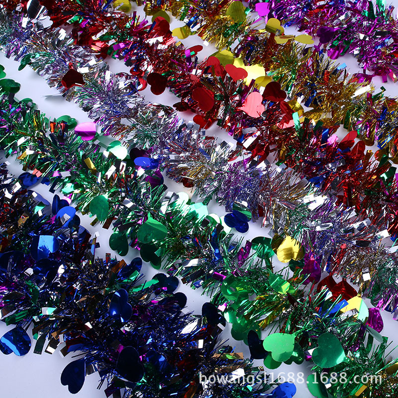 Venta al por mayor Navidad Día de Año Nuevo decoración de vacaciones de alta gama en forma de corazón cinta de lana raya 6 color sola tira 2 m