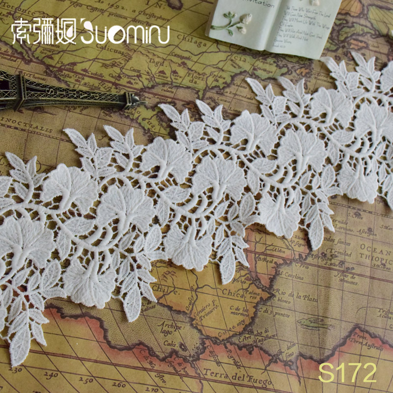 新款叶子水溶牛奶丝条码花边 绣花厂家直销 刺绣蕾丝面料 DIY