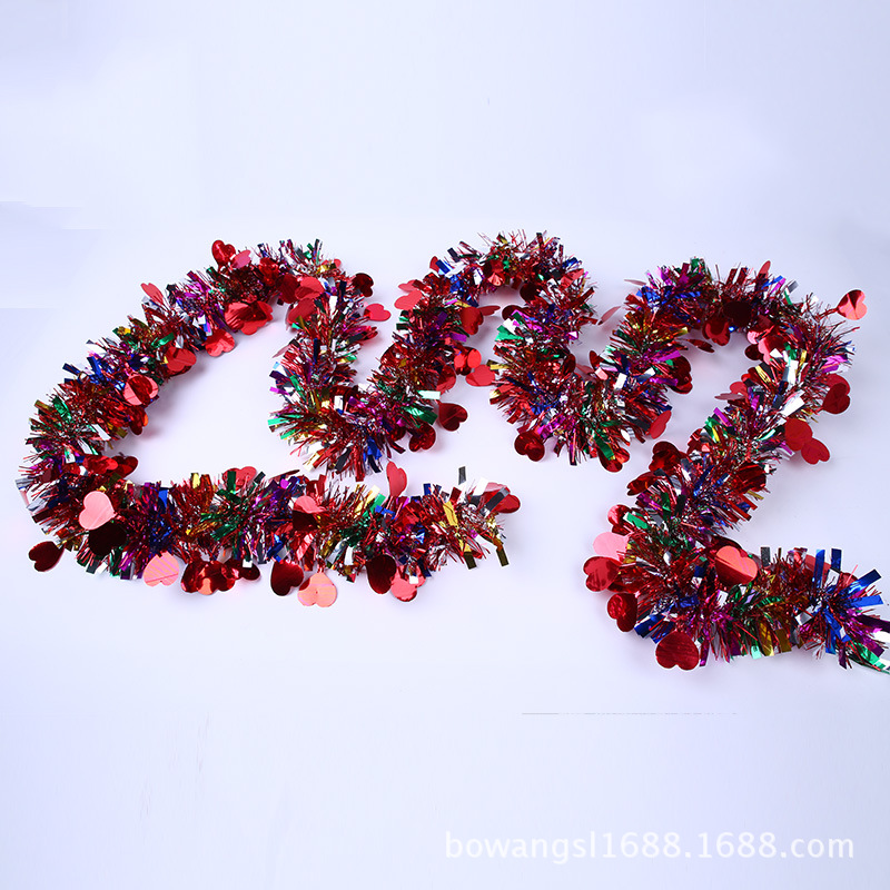 Venta al por mayor Navidad Día de Año Nuevo decoración de vacaciones de alta gama en forma de corazón cinta de lana raya 6 color sola tira 2 m