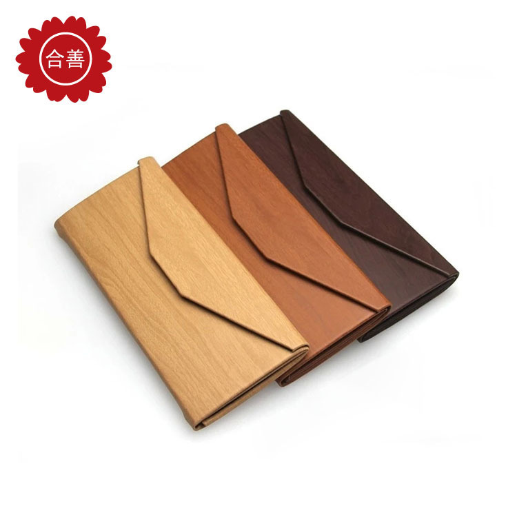 Triangular Folding Glasses Case, Retro Imitation Wood Grain Fashionable Sunglasses Case, High-End Folding Handmade Glasses Case, Printable