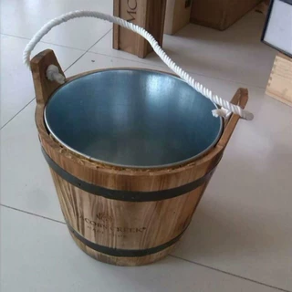 木冰桶批发定做木桶镀锌铁内胆木冰桶防水防潮炭烧做旧含logo
