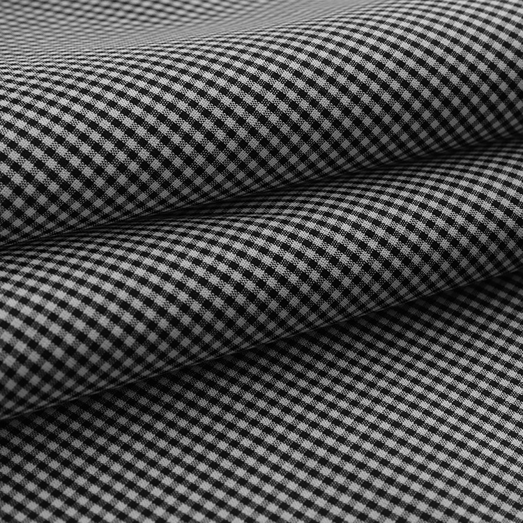 现货供应 涤纶色织格子布 口袋布包边面料 32支格纹色织布料
