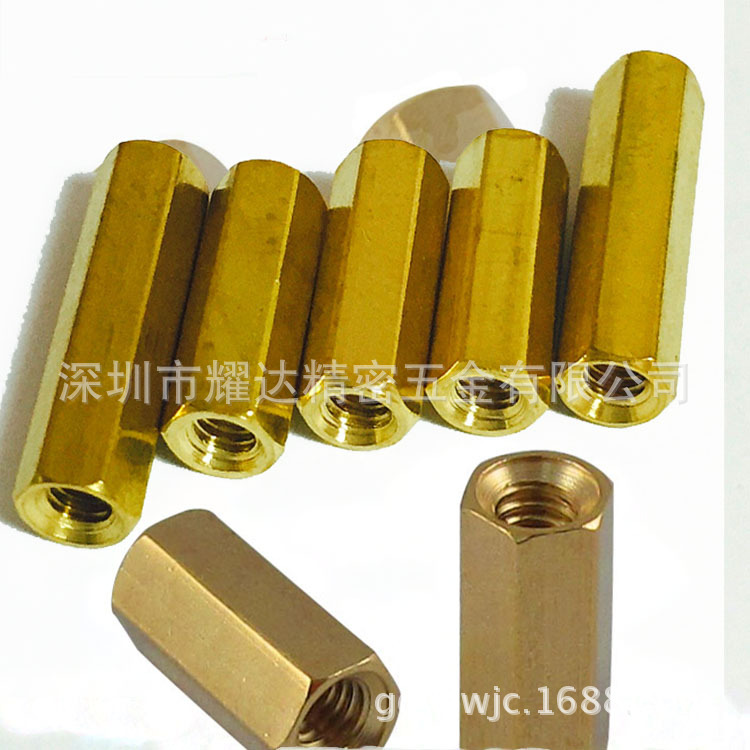 CNC加工非标件铜柱M3-4/5/6/8/10/12铜螺母 六角阴阳柱不锈钢螺丝