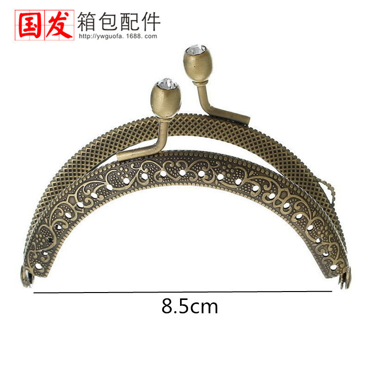 8.5CM semicircular relieve de diamante cabeza de oro taza de vino cabeza accesorios de comercio exterior bolso DIY bolso abrazadera boca mayorista