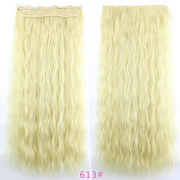 Peluca de pelo largo rizado de las mujeres 5 clip de extensión de cabello de maíz pieza europea y americana Comercio exterior lana rollo una pieza peluca pieza