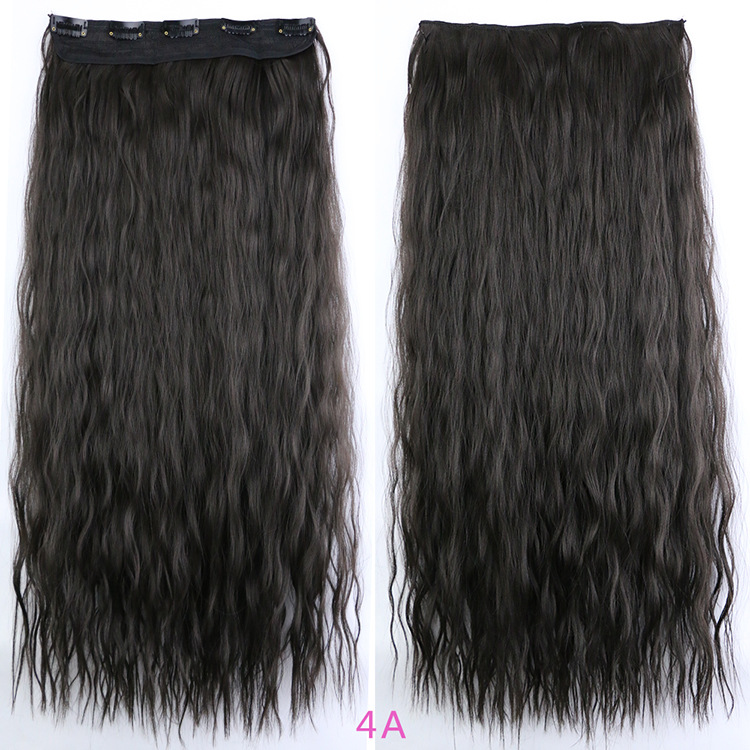 Peluca de pelo largo rizado de las mujeres 5 clip de extensión de cabello de maíz pieza europea y americana Comercio exterior lana rollo una pieza peluca pieza