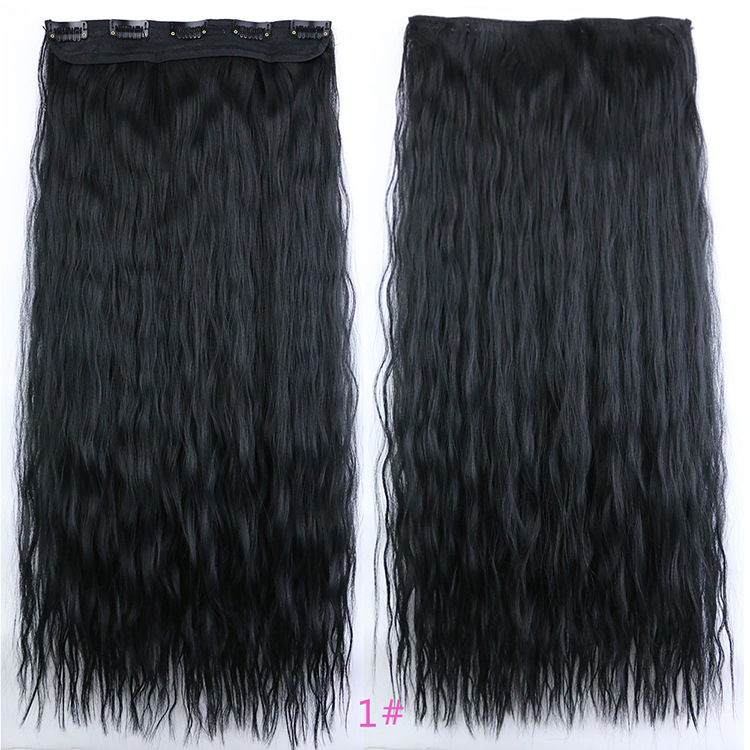 Peluca de pelo largo rizado de las mujeres 5 clip de extensión de cabello de maíz pieza europea y americana Comercio exterior lana rollo una pieza peluca pieza