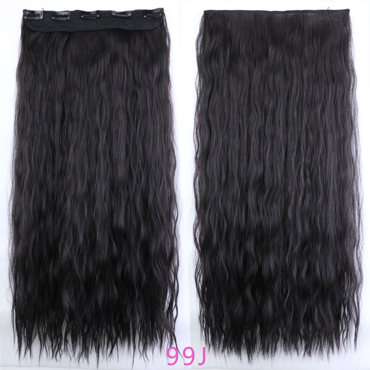Peluca de pelo largo rizado de las mujeres 5 clip de extensión de cabello de maíz pieza europea y americana Comercio exterior lana rollo una pieza peluca pieza