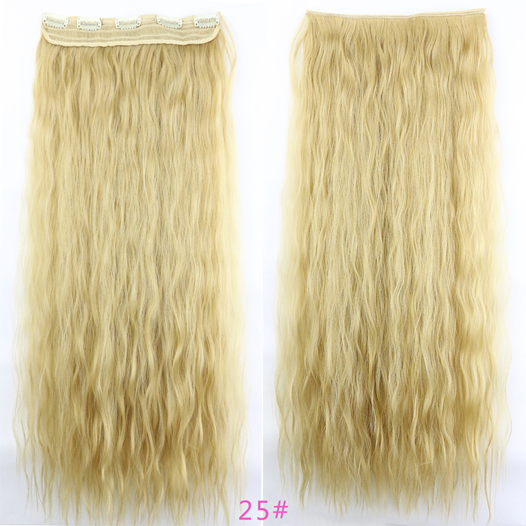 Peluca de pelo largo rizado de las mujeres 5 clip de extensión de cabello de maíz pieza europea y americana Comercio exterior lana rollo una pieza peluca pieza