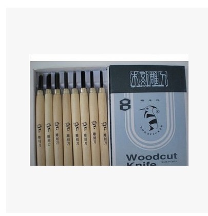 啄木鸟木刻刀版画雕刻刀木刻雕刀8件套印章刻刀8支套装学生手工