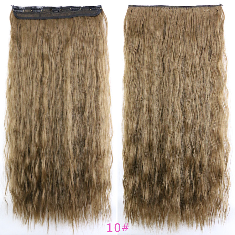 Peluca de pelo largo rizado de las mujeres 5 clip de extensión de cabello de maíz pieza europea y americana Comercio exterior lana rollo una pieza peluca pieza
