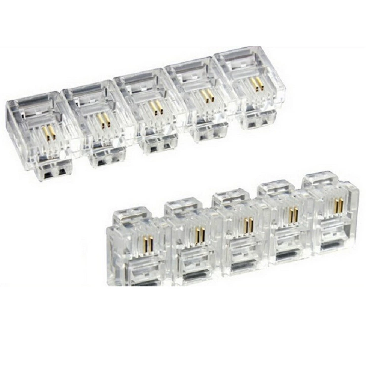 Заводская поставка RJ11 Crystal Head 2 основных телефона Crystal Head 2 основных телефона разъем 2 основных 6P2C Crystal Head