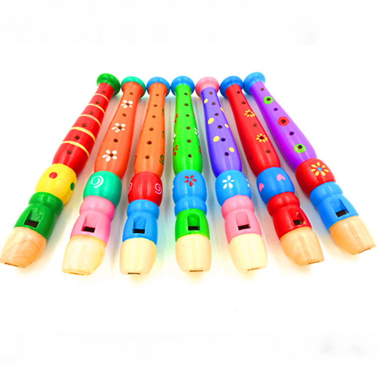 De dibujos animados de madera flauta de madera de los niños clarinete 6-agujero pequeño Piccolo tocando instrumento musical juguetes educativos infantiles