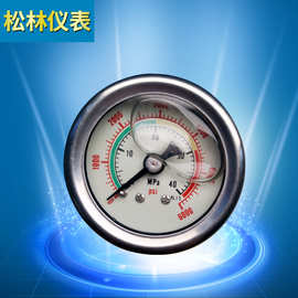 全不锈钢耐震充油压力表 真空表 油压液压压力表40MPA 夜光压力表