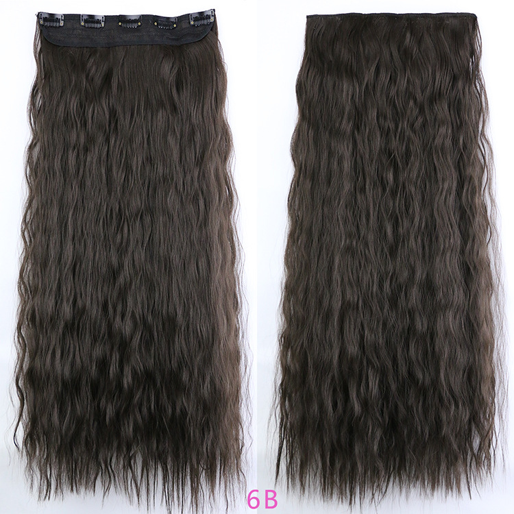 Peluca de pelo largo rizado de las mujeres 5 clip de extensión de cabello de maíz pieza europea y americana Comercio exterior lana rollo una pieza peluca pieza