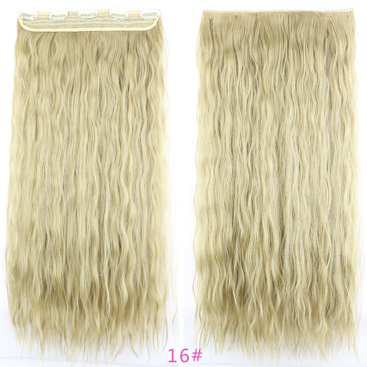 Peluca de pelo largo rizado de las mujeres 5 clip de extensión de cabello de maíz pieza europea y americana Comercio exterior lana rollo una pieza peluca pieza