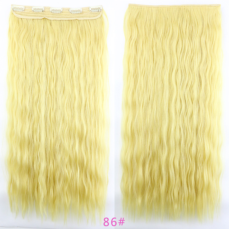 Peluca de pelo largo rizado de las mujeres 5 clip de extensión de cabello de maíz pieza europea y americana Comercio exterior lana rollo una pieza peluca pieza