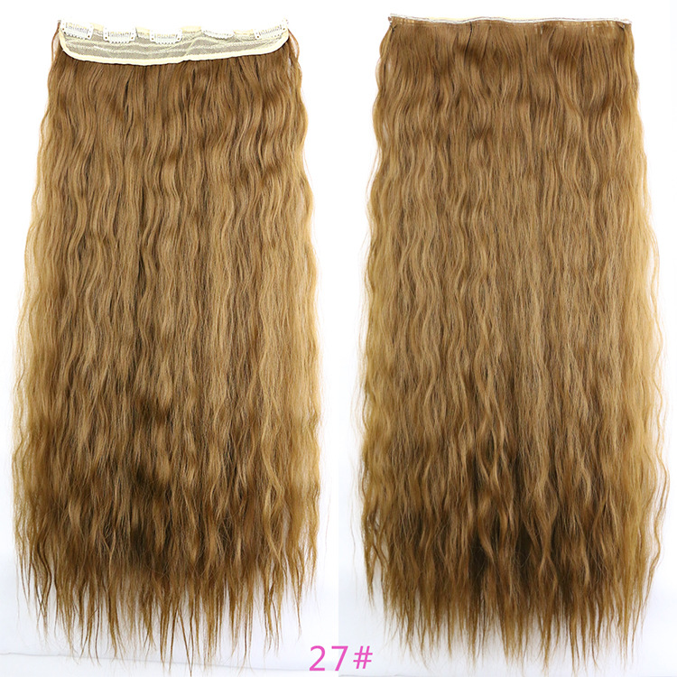 Peluca de pelo largo rizado de las mujeres 5 clip de extensión de cabello de maíz pieza europea y americana Comercio exterior lana rollo una pieza peluca pieza