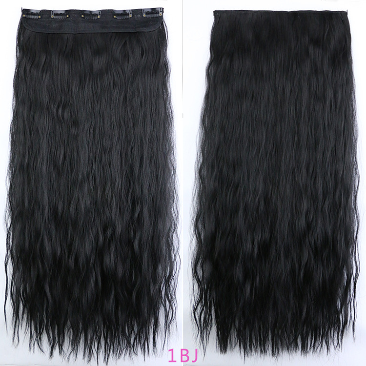 Peluca de pelo largo rizado de las mujeres 5 clip de extensión de cabello de maíz pieza europea y americana Comercio exterior lana rollo una pieza peluca pieza
