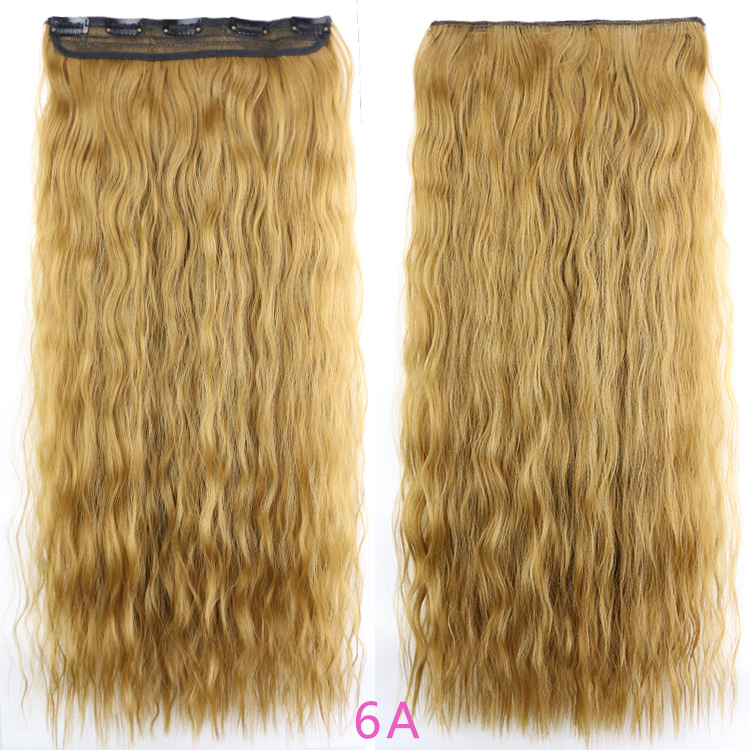 Peluca de pelo largo rizado de las mujeres 5 clip de extensión de cabello de maíz pieza europea y americana Comercio exterior lana rollo una pieza peluca pieza