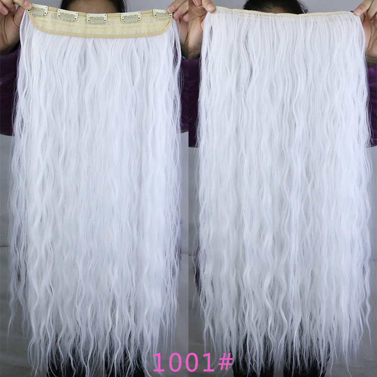 Peluca de pelo largo rizado de las mujeres 5 clip de extensión de cabello de maíz pieza europea y americana Comercio exterior lana rollo una pieza peluca pieza