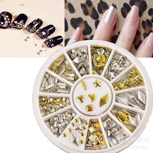 Popular nail accessories nail riveting nail metal patch tool disc turntable jewelry heart-shaped long diamond
