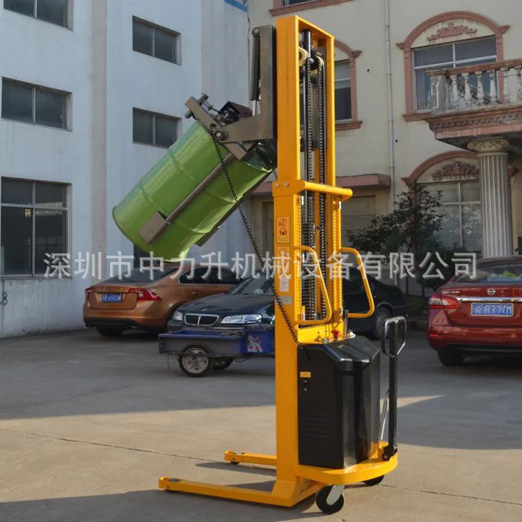 半电动油桶堆高车 YL350电动油桶堆放车 投料车可改装防爆电箱