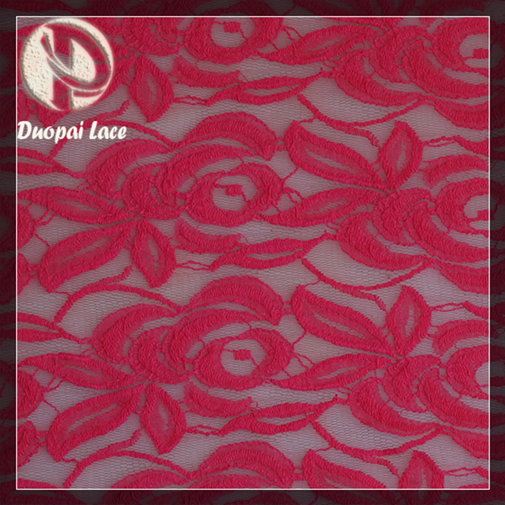 黑色锦棉蕾丝面料现货 锦纶密网经编棉蕾丝布料