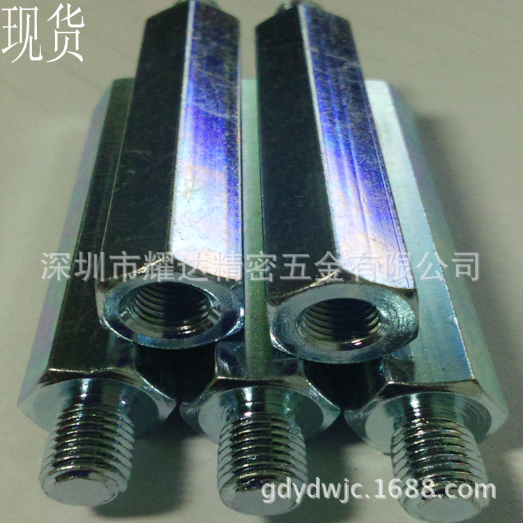 批发紧固件铜柱M3M4M5M6铝合金螺母柱 镀镍铜螺柱 六角压铆螺丝杆