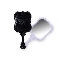 廠家直銷塑料鏡子復古蝴蝶雕刻款梳妝鏡小禮品手柄化妝鏡子批發
