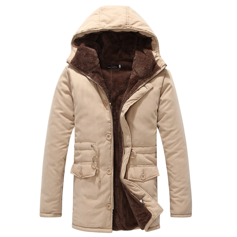 外贸货源加厚大衣冬季新款保暖外套男中长款棉衣ebay男式连帽棉服