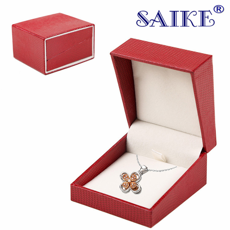 现货批发首饰盒红色蜥蜴纹充皮纸首饰盒吊坠盒首饰包装盒