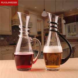 醒酒器红酒葡萄酒具分酒器玻璃斜口酒壶带把倒酒器批发