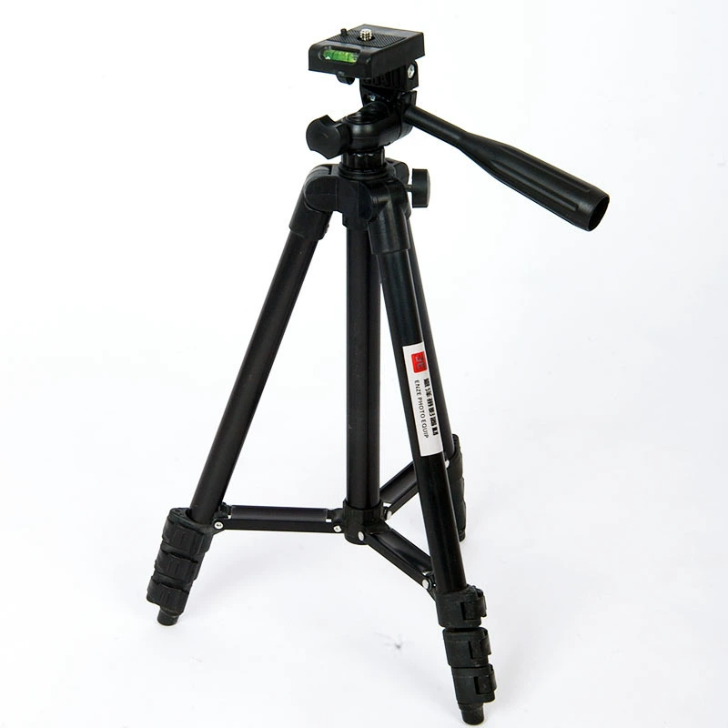 Camera tripod, telescopic aluminum, ABS head, phone clip, supports up to 2 kg