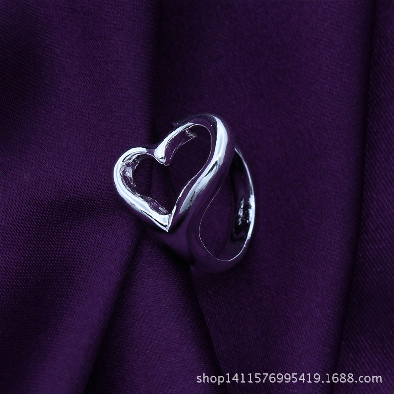 European and American hot fashion popular heart-shaped opening 925 silver ring silver-plated ring renxing jewelry factory wholesale
