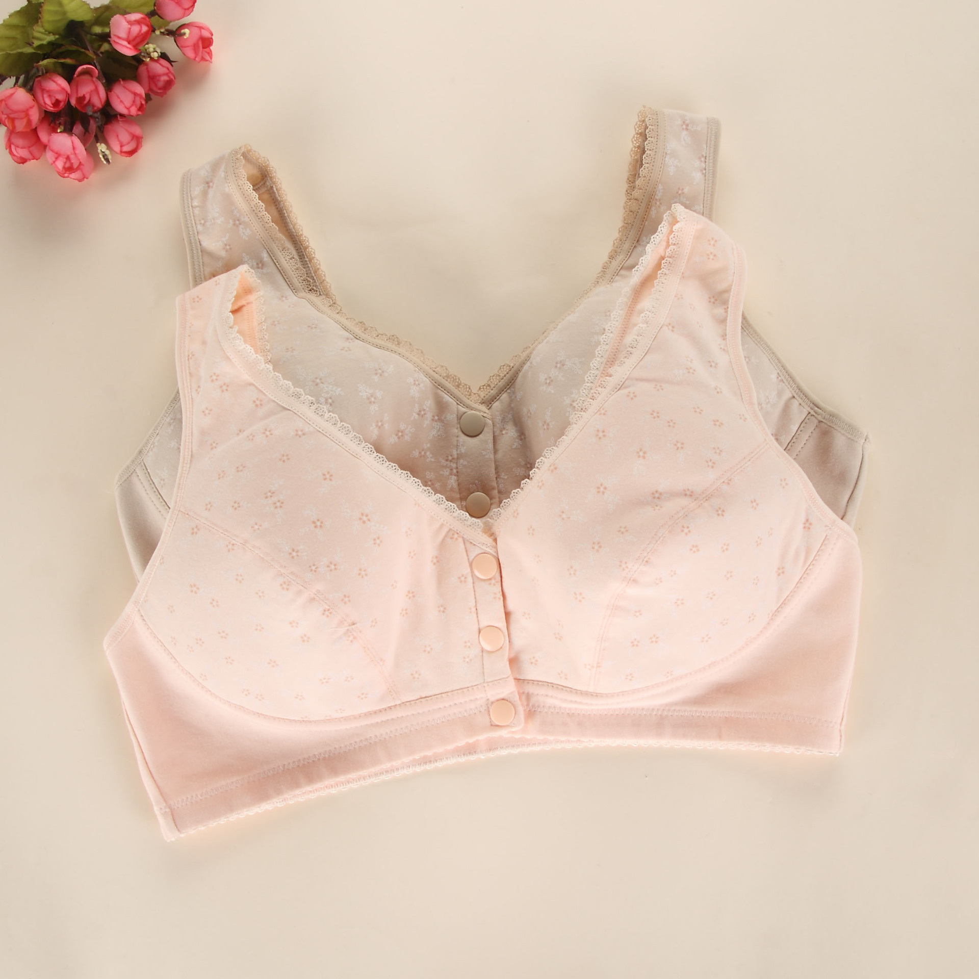 Zhangyan Sports Yoga Sleep Nursing Bra No Steel Ring Large Size Bra Middle-aged and Elderly Front Buckle Bra Underwear