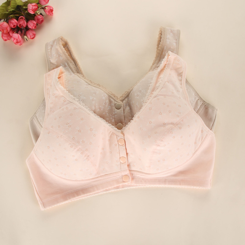 Zhangyan Sports Yoga Sleeping Nursing Bra No Wire Bra Large Size Middle-Aged and Elderly Front Button Underwear Plaid
