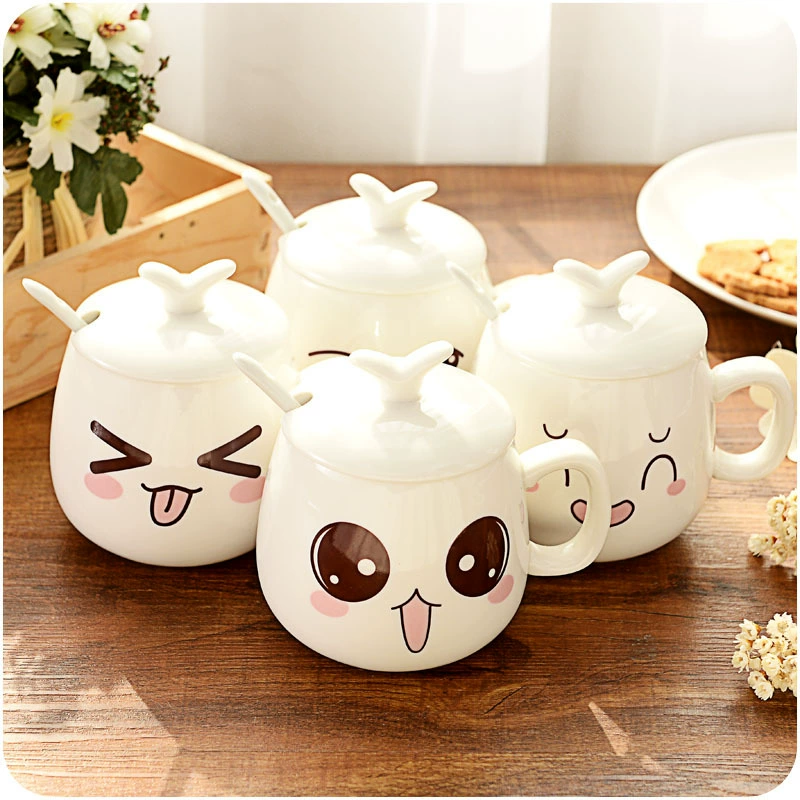 Ceramic cute cover with glass, for beloved