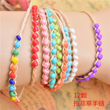 欧美跨境亚马逊创意原创水晶手链女士拉菲草手链活动礼品实用一