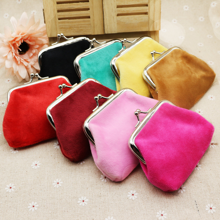 Autumn and Winter Candy-Colored Plush Coin Purse Student Fabric Coin Bag Kidsren's Small Wallet Small Gift Wholesale