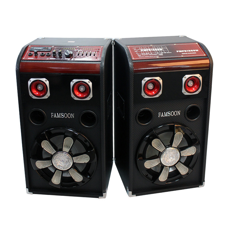 凡讯厂家大功率彩灯有源音响卡拉OK音响插电蓝牙对箱单10寸