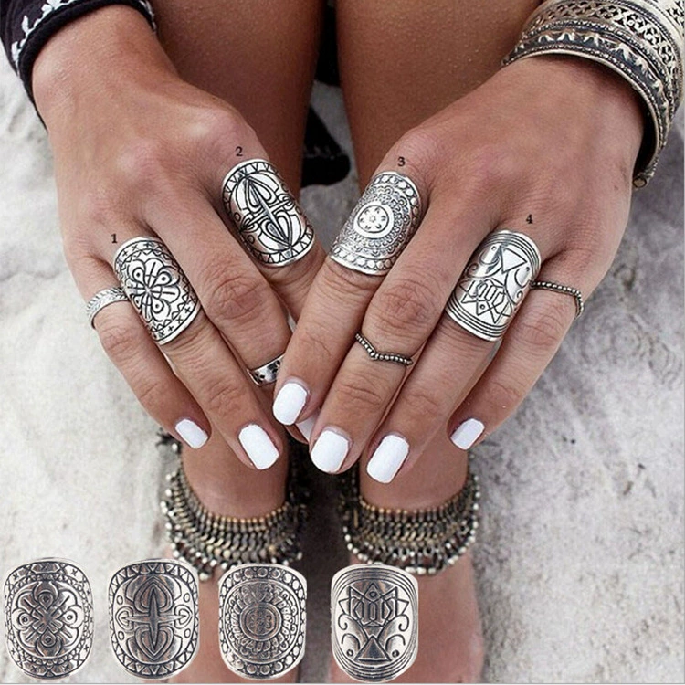 Retro ring, European style, boho style, on index finger