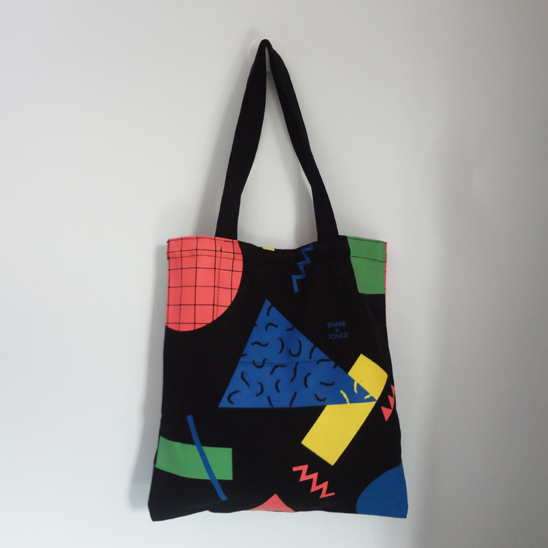 跨境批发黑色纯棉16安高级感帆布袋定 做丝网印刷不掉色手提袋子